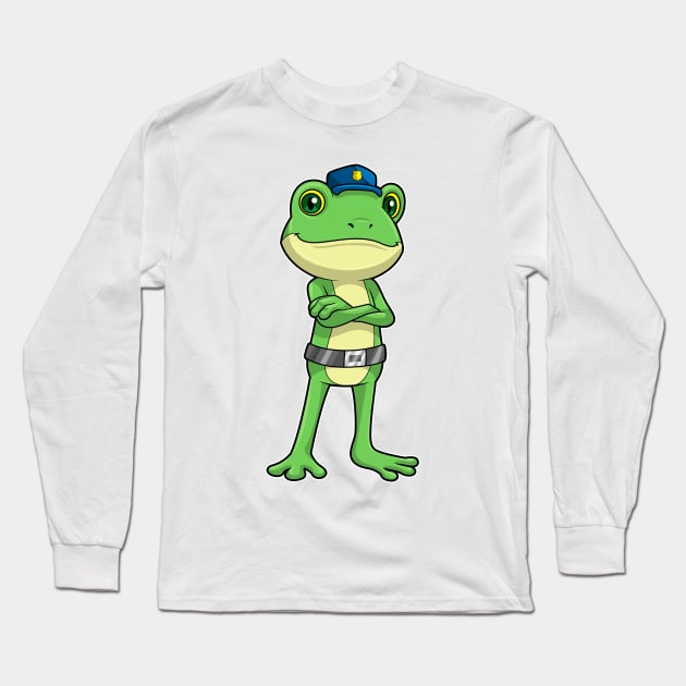 Frog as Police officer with Police hat Long Sleeve T-Shirt by Markus Schnabel